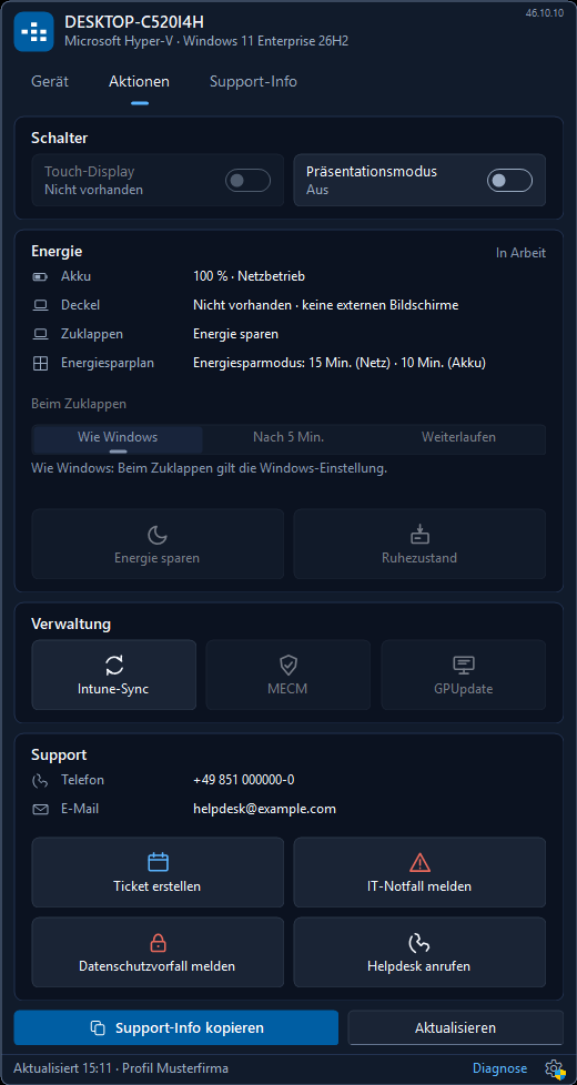 Win-INNsider, Reiter Aktionen im dunklen Schema